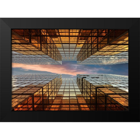 Golden Mirrors Black Modern Wood Framed Art Print by Massetti, Fabrizio