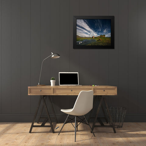 Country Life Black Modern Wood Framed Art Print by H. Ingibergsson, Torsteinn