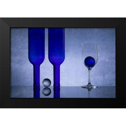 Blue Glass #4 Black Modern Wood Framed Art Print by Yakubovitch, Azriel
