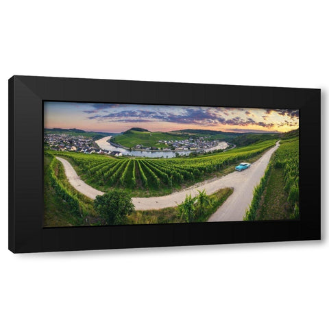 Hamm / Konz - Moselschleife With Chevy Bel Air Black Modern Wood Framed Art Print with Double Matting by Claude Castor, Jean