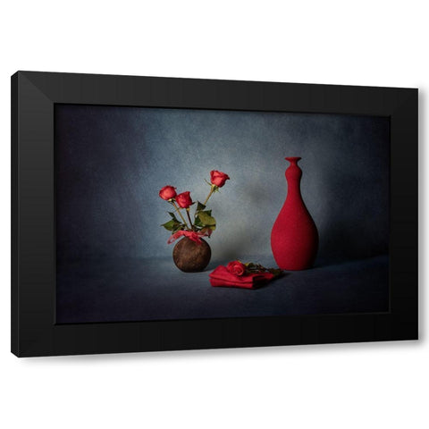 Red Black Modern Wood Framed Art Print by Xu, Leah