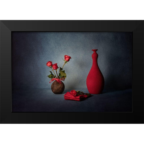 Red Black Modern Wood Framed Art Print by Xu, Leah