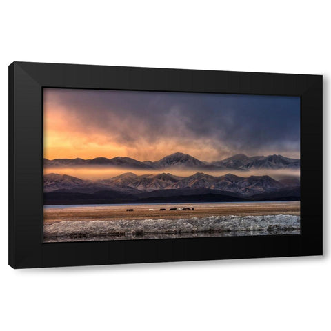 Qinghai (EÂ?Aemm) Black Modern Wood Framed Art Print with Double Matting by Deng, Larry