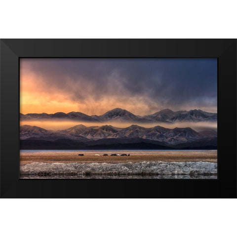 Qinghai (EÂ?Aemm) Black Modern Wood Framed Art Print by Deng, Larry