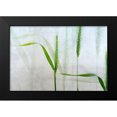 Wavy Green Black Modern Wood Framed Art Print by Van Son, Greetje