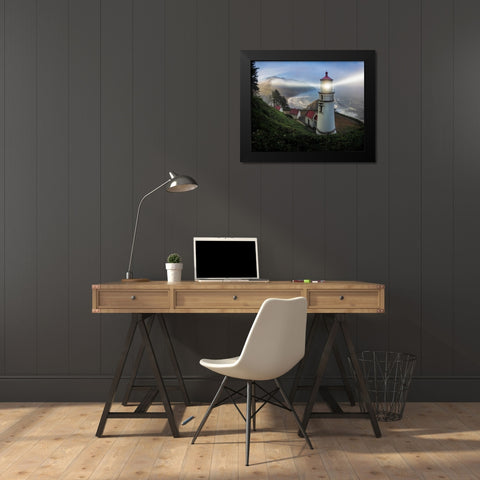 Heceta Head Lighthouse Black Modern Wood Framed Art Print by Langager, Ron