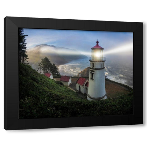 Heceta Head Lighthouse Black Modern Wood Framed Art Print by Langager, Ron
