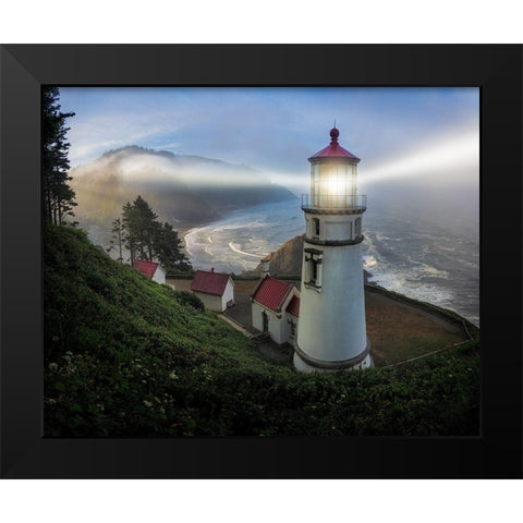 Heceta Head Lighthouse Black Modern Wood Framed Art Print by Langager, Ron