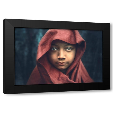 The Kind Monk Black Modern Wood Framed Art Print by Rivera, Roberto