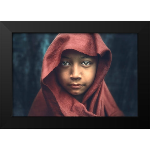 The Kind Monk Black Modern Wood Framed Art Print by Rivera, Roberto