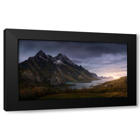 The Fjord Black Modern Wood Framed Art Print by Mathur, Sandeep