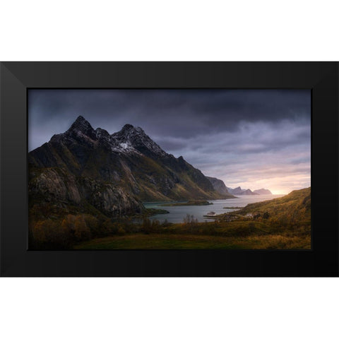 The Fjord Black Modern Wood Framed Art Print by Mathur, Sandeep