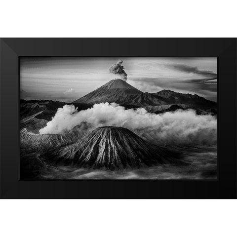 Mt Bromo Black Modern Wood Framed Art Print by Muliani Hartojo, Angela