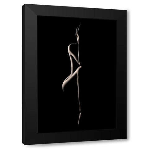 Bodyscape: Crouch Black Modern Wood Framed Art Print with Double Matting by Sungkono, Heru