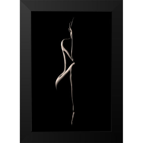 Bodyscape: Crouch Black Modern Wood Framed Art Print by Sungkono, Heru