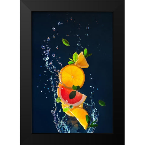 Summer Drinks Black Modern Wood Framed Art Print by Belenko, Dina