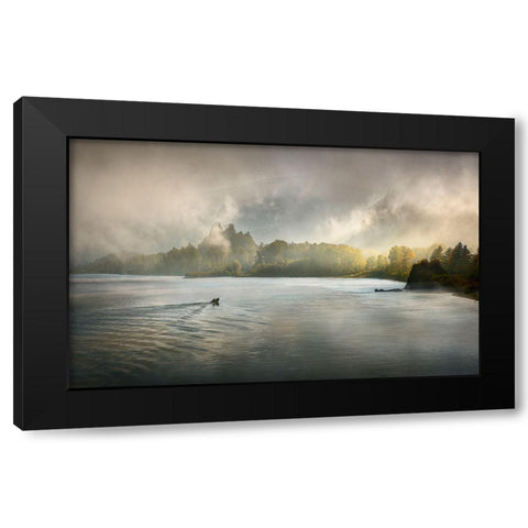Columbia Gorge Fog Black Modern Wood Framed Art Print with Double Matting by Dou, Shenshen
