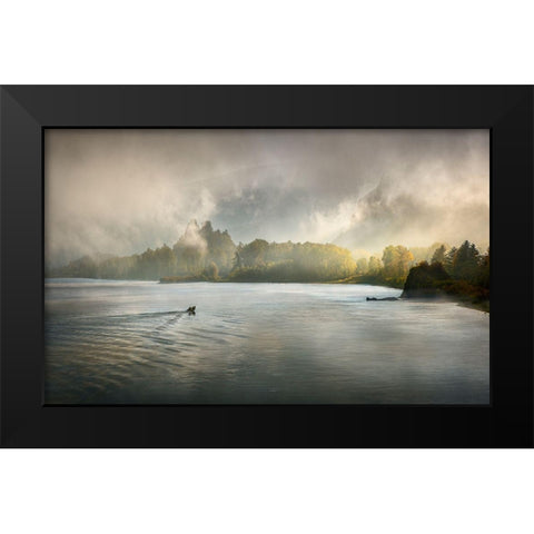 Columbia Gorge Fog Black Modern Wood Framed Art Print by Dou, Shenshen