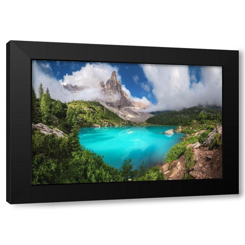 Veneto - Lago Di Sorapis Panorama Black Modern Wood Framed Art Print with Double Matting by Claude Castor, Jean