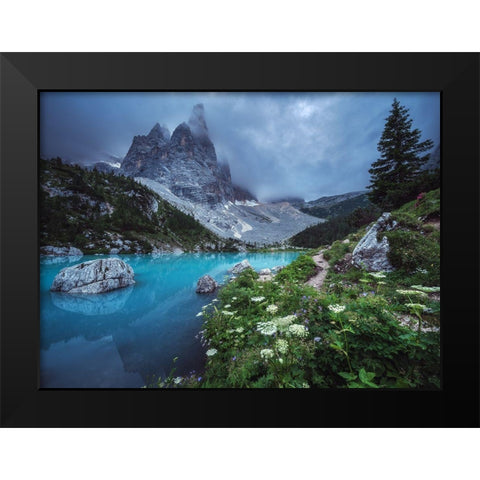Veneto - Lago Di Sorapis Panorama Black Modern Wood Framed Art Print by Claude Castor, Jean
