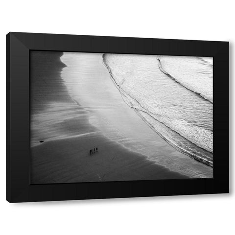 Foursome On The Beach Black Modern Wood Framed Art Print with Double Matting by Urrutia, Adolfo