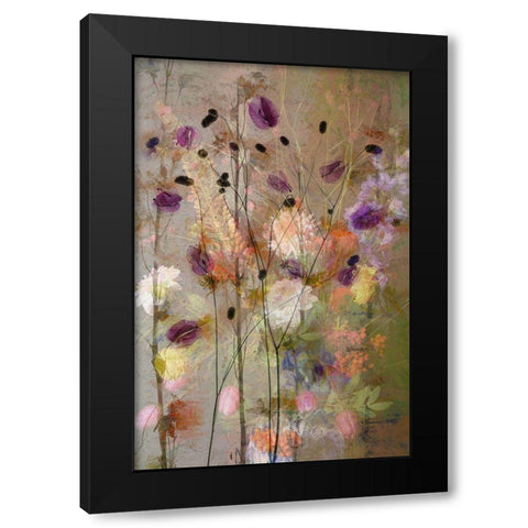 Painterly Flowers Black Modern Wood Framed Art Print with Double Matting by Dingemans, Saskia