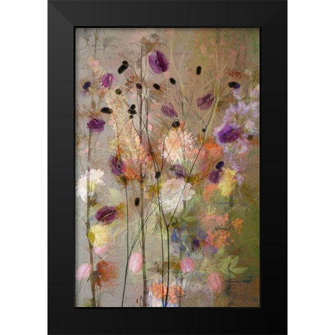 Painterly Flowers Black Modern Wood Framed Art Print by Dingemans, Saskia