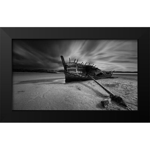 Bunbeg Shipwreck Black Modern Wood Framed Art Print by Krocka, Peter