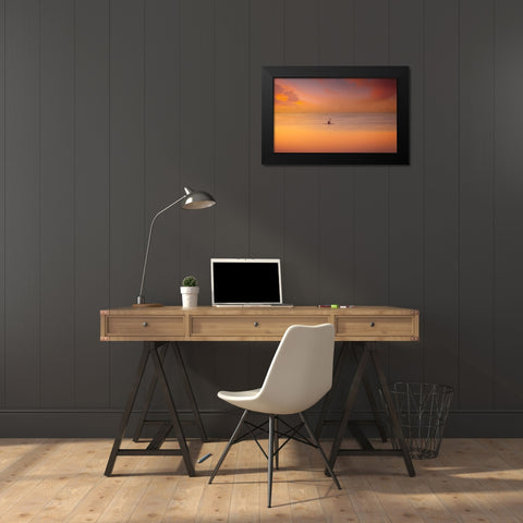Albufera Kayaking At Sunset 7D17 Black Modern Wood Framed Art Print by joanaduenas