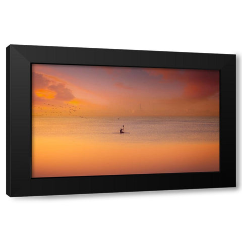 Albufera Kayaking At Sunset 7D17 Black Modern Wood Framed Art Print by joanaduenas
