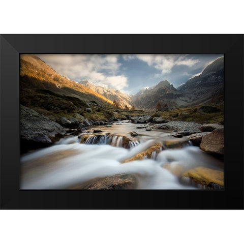 Autumn In The Alps Black Modern Wood Framed Art Print by Bolla, Paolo