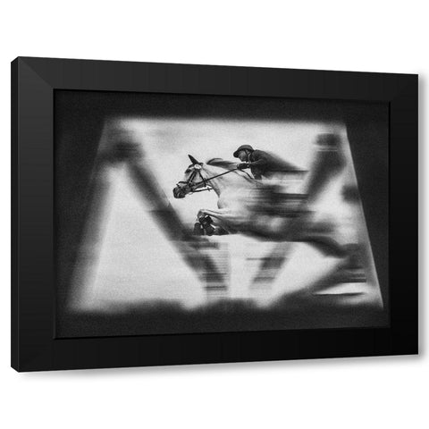 Jump Black Modern Wood Framed Art Print by Bunjamin, Antonyus