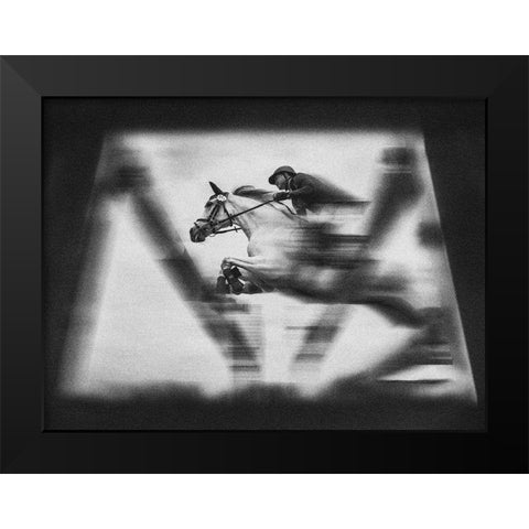 Jump Black Modern Wood Framed Art Print by Bunjamin, Antonyus