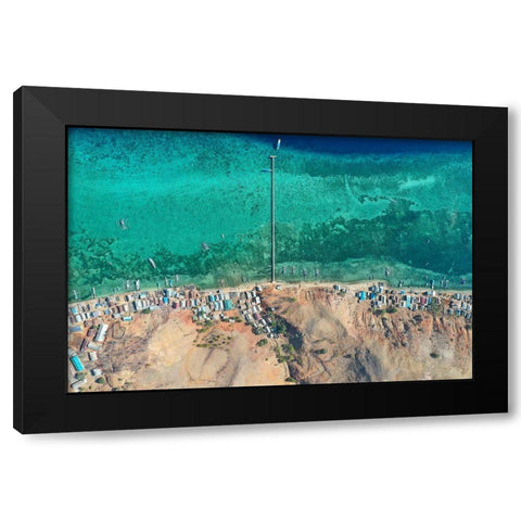 Papa Garang Fishing Village Black Modern Wood Framed Art Print with Double Matting by Masrie, Muslianshah