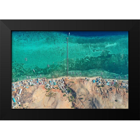 Papa Garang Fishing Village Black Modern Wood Framed Art Print by Masrie, Muslianshah