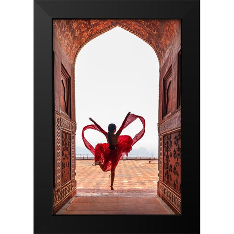 Taj Mahals Heart Black Modern Wood Framed Art Print by Jing, Lin