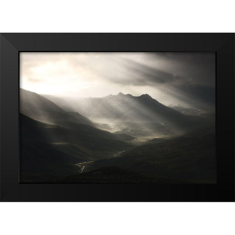 Sun Rays Mood Black Modern Wood Framed Art Print by Behzad, Majid