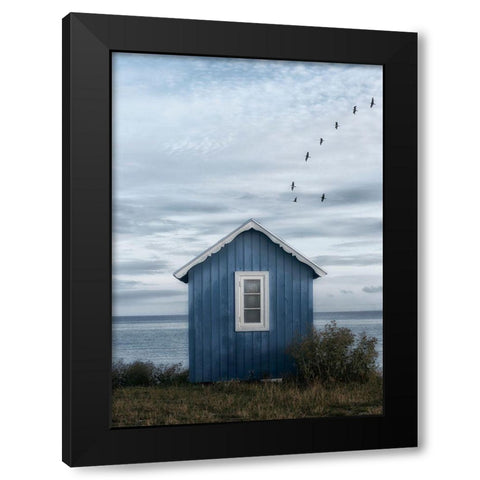 Beach Hut Black Modern Wood Framed Art Print with Double Matting by Gronkjar, Lotte