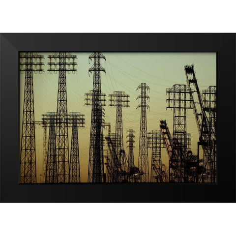 Electric Pylons Black Modern Wood Framed Art Print by Kienitz, Bastian