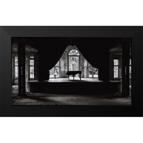 Ballerina Black Modern Wood Framed Art Print by Buder, Stefan