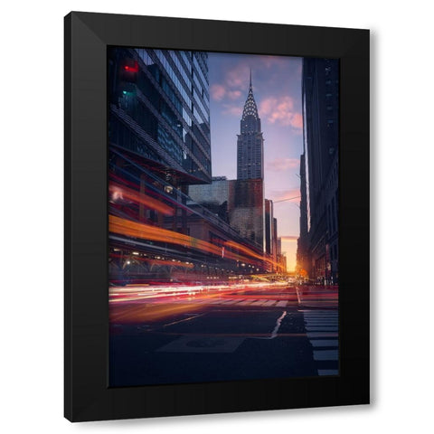 Good Morning Nyc Black Modern Wood Framed Art Print by De La, Javier