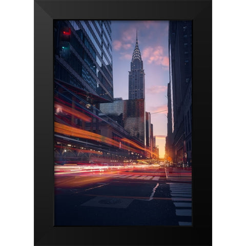 Good Morning Nyc Black Modern Wood Framed Art Print by De La, Javier