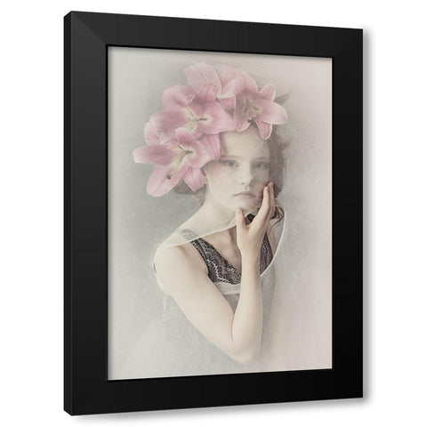 Mystery Girl Black Modern Wood Framed Art Print by Kayen-Mouthaan, Carola