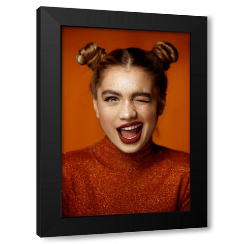 Winky Black Modern Wood Framed Art Print by Niksefat Zendehdel, Akram