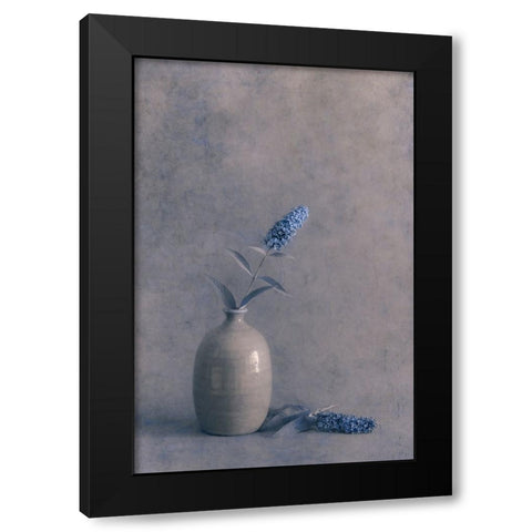 Blue Visions Black Modern Wood Framed Art Print with Double Matting by Kiral, Cicek
