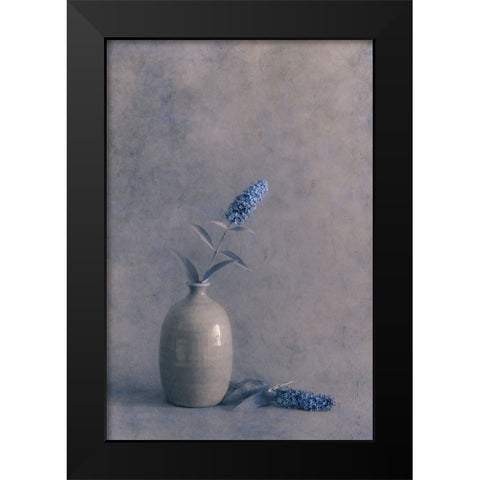 Blue Visions Black Modern Wood Framed Art Print by Kiral, Cicek