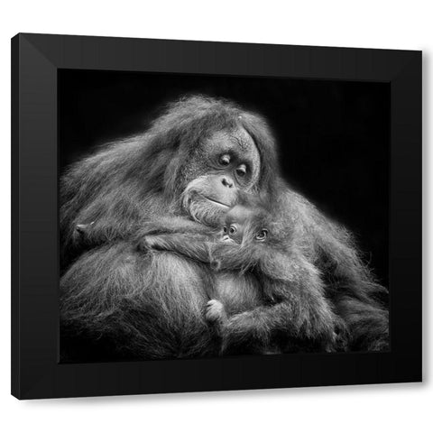 Mothers Love Black Modern Wood Framed Art Print by Muliani Hartojo, Angela