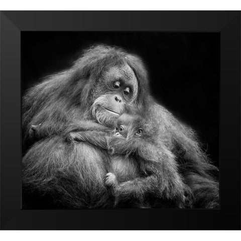 Mothers Love Black Modern Wood Framed Art Print by Muliani Hartojo, Angela