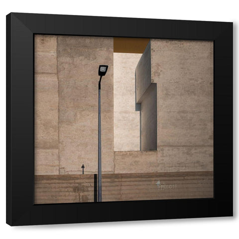 Street Lamp With Shadows Black Modern Wood Framed Art Print by Schuster, Inge