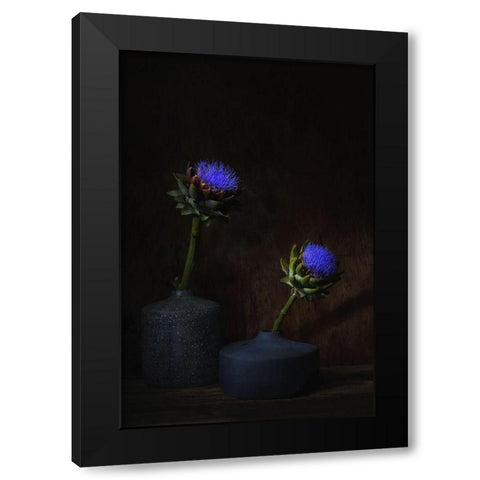 Electric Blue. Black Modern Wood Framed Art Print with Double Matting by Dingemans, Saskia